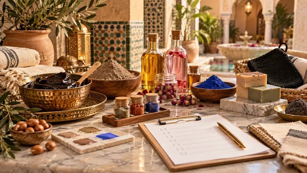 Moroccan hammam products and checklist for planning a private label kit