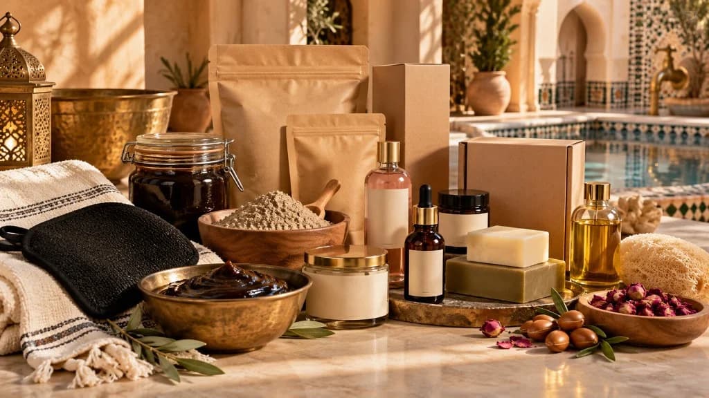 Wholesale Moroccan hammam products: soap, clay, oils and gift packaging